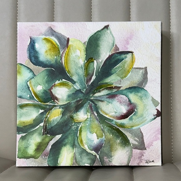 Tre Sorelle Studios "Succulent Watercolor" Painting Print 8" Stretched Canvas GU - Picture 10 of 14